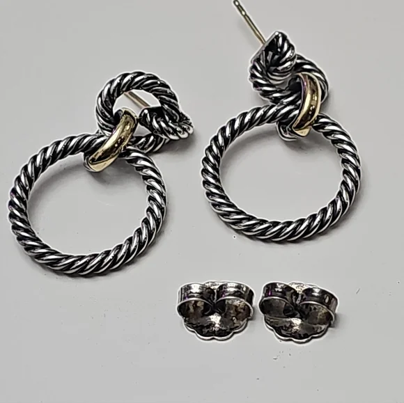 Authentic David Yurman Earings Sterling Silver And 18k - Picture 4 of 5